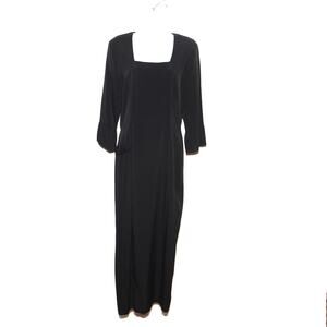 Vintage Wild Rose Black Maxi Sheath Dress Size 10 Square neck Goth
